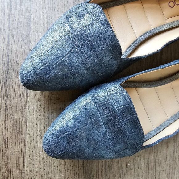 EUC ME TOO GENUINE LEATHER ANDI 7 PEWTER POINTY FLAT LOAFERS SIZE 8M WOMENS - Picture 16 of 16